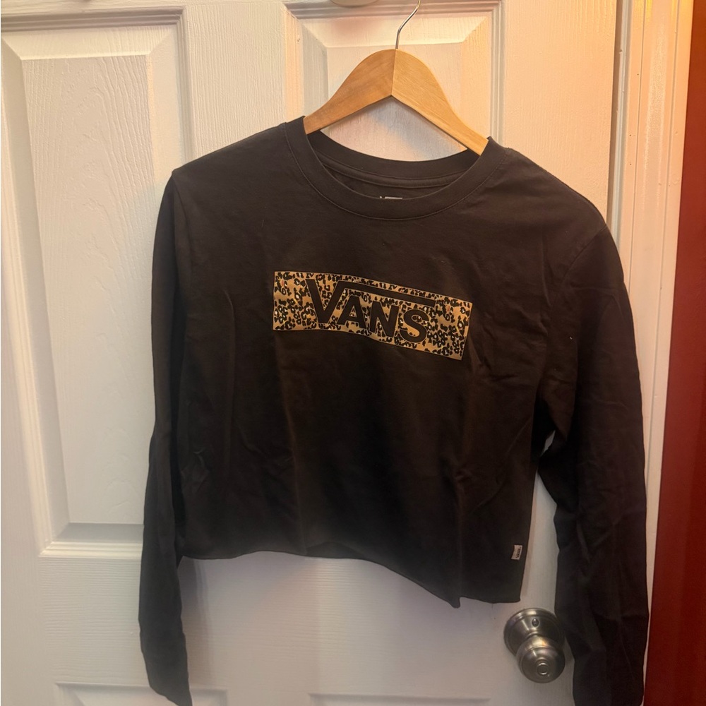 Vans Black Long Sleeve Tee with Animal Print Logo